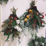 winter swag " grelot " スワッグ  ブーケ フレッシュ グリーン コニファー もみの木 クリスマス