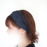 あとわずか　重ねレース　グリーン*ブラック　上品な　ゆるターバン　フォーマルにも　ヘアバンド　