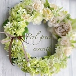 秋冬パールグリーンリース【造花】