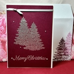 【クリスマスカード】モミの木　ラズベリー