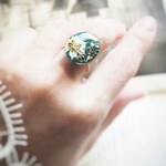 ギフト　お花 　グリーン　パール　アンティーク リング　指輪　　誕生日　プレゼント　クラシカル