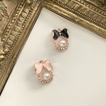 【2個♡】2色♡パールリボン♡デコパーツ♡丸カン付き⭐️アクセサリーパーツ♡リボンのセンターにも♡キッズハンドメイド⭐️クリスマスにも♡2点セット