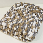 送料込/手編み/ハンドメイド/ニットブランケット/アースカラー