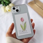 淡色ピンクチューリップ iPhoneケース　iPhone13 iPhone12mini iPhone11 iPhoneSE iPhone XS iPhone8  おしゃれ　かわいい　上品　透明　韓国
