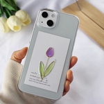 淡色 パープル チューリップ iPhoneケース　iPhone13 13pro iPhone12 mini iPhone11 iPhoneSE iPhoneXS  おしゃれ　かわいい　上品　透明 韓国