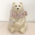 しろくま貯金箱　冬のお出掛けセット　＊ピンクのマフラーとうさぎさんポシェット＊