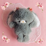 MI様専用ページ♡お迎えが決まりました♪♡花飾り♡ブルーグレーなフワフワロップちゃん♡手のひらサイズのぬいぐるみ♡④
