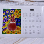 クリスマスSALE うさぎのカレンダー2022 (1年版)2022年1月スタート　パンジー　※用紙は写真用紙です　Ａ4サイズ　ポストカードおまけ付き　額は付いておりません。