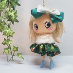 【クリスマスVer.】ホワイトファーと緑のワンピース&ヘアリボン 2点セット