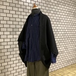 　男の羽織り・渋い横縞のウールガーゼ　