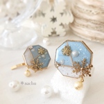 再々販♡雪の結晶のマーブル八角ポニーフック