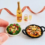 ミニチュア ホームパーティーセット  パエリア サラダ シャンパン セット 🎉  