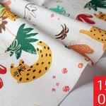 【15％OFF SALE】カットクロス｜55×50cm｜LEO｜キナリ｜シーチング生地｜アニマル｜ライオン｜動物｜コットン