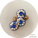 Blue Flowers  ブルーフラワー　　ビーズ刺繍ブローチ