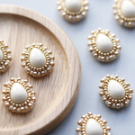 【ビーズ刺繡カボション】ビーズ刺繍　カボション　ビーズ　アクリル　貼り付け　クリア