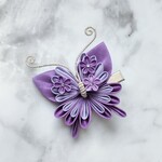 【正絹】ミニ蝶々と小花のヘアクリップ