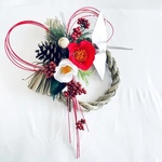 手作りキット＊紅白椿と鶴で祝う新年のしめ縄飾り