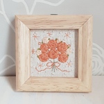 刺繍フレーム🌹オレンジバラのブーケ　お花の刺繍　壁飾り インテリア雑貨