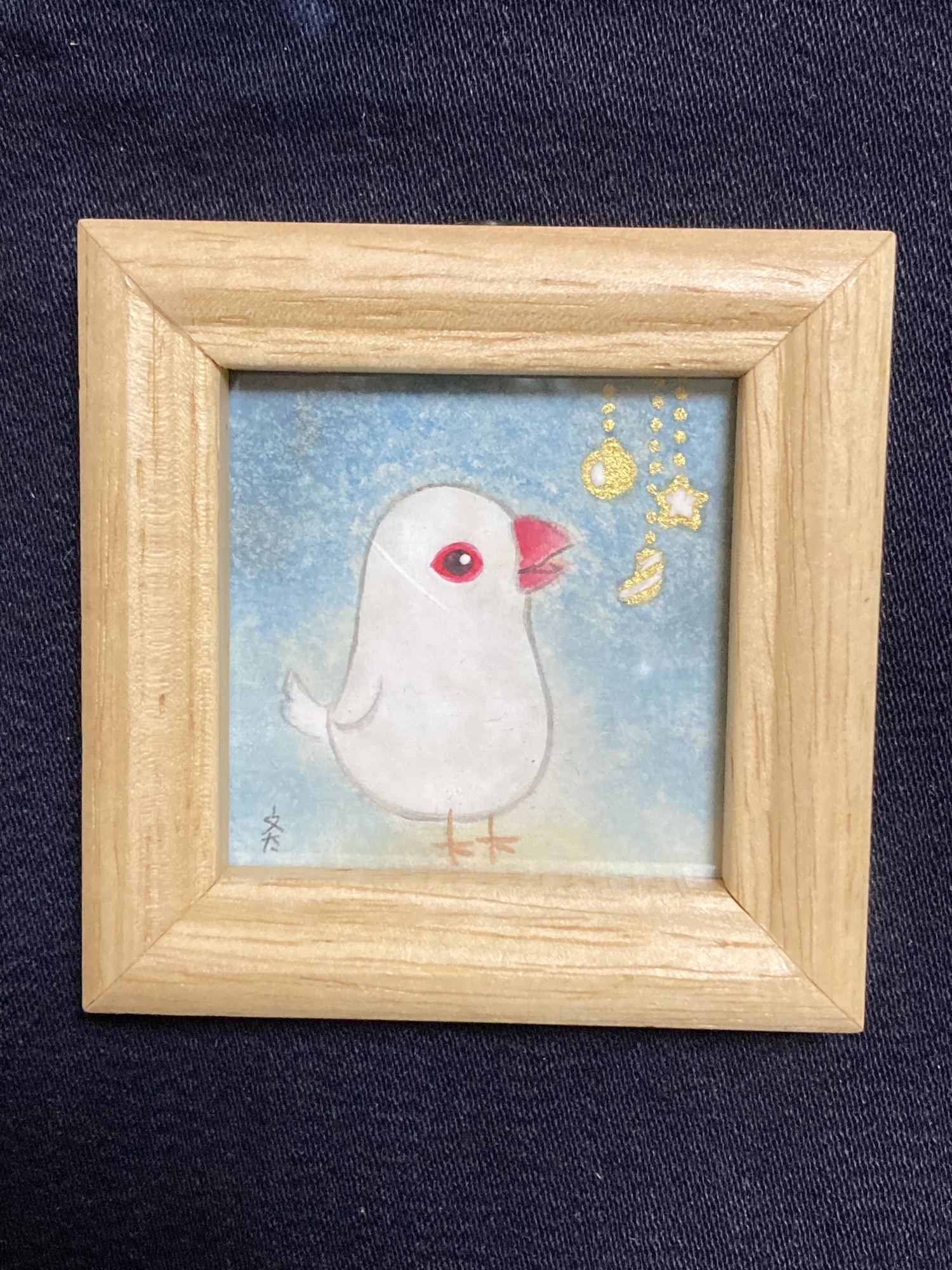 【原画】文鳥イラストオーダー(手描き) 原画「文鳥ファミリー」オーダー メイド/うちの子/イラスト