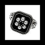 再販 silver925【perlflower_BKsquare RING】シルバー フラワー パール パンク ロック メンズ 個性的 病みかわいい ヴィンテージ  銀 ユニセックス ストリート