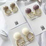 ★ピアス【３カラーのゴールドフープピアス】アクリルカボション/ゴールドフープ/シンプル/くすみカラー/サージカルステンレス/３カラー/プレゼント