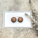 送料無料！✴︎✳︎新色✳︎ビーズ刺繍✴︎✳︎ローズピンクラウンド✳︎ブロンズ✴︎アンティーク調✴︎✴︎ピアス✴︎