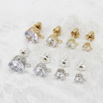 カン付き ジルコニアピアスパーツ 台座ピアスパーツ スタッドピアス アクセサリーパーツ ハンドメイド ラインストーン ゴールド シルバー キャッチ付き 4個 2ペア