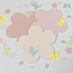 ③壁面に『８ｃｍ』桜の花びらコメントカードセット（桜の花びら＋蝶のフレーク付き　）*コメカ*メッセージカード 21枚セット 