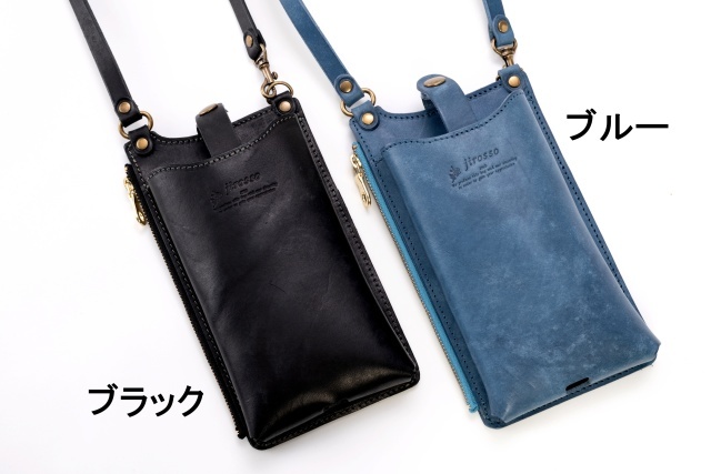 Jirosso】スマホ ポシェット ミニ ショルダー バッグ 牛革