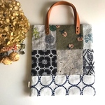 合皮持ち手A4③＊内ポケット付きパッチワークトート＊minaperhonen fabric