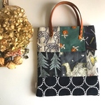 本革持ち手A4❹＊内ポケット付きパッチワークトート＊minaperhonen fabric