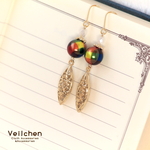 ◆感謝価格◆カラフルチェックパールの透かしピアス（イヤリング）