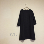 charcoal gray  圧縮ニット  七分袖ワンピース
