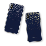 Twinkling Stars★Navy　【強化ガラス × TPUケース】　iPhoneケース