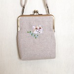 ねこの手刺繍のiPhoneポシェット☆オーダー品