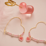 ピンクハート♡フープピアス