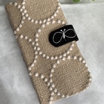 ミナペルホネン　beige タンバリン ＊ベルト　black choucho付き  iPhone スマホケース手帳型