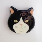 白黒猫のブローチ　A