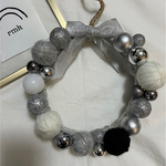 クリスマス クリスマスリース 毛糸リース ニットリース Ｌ モノトーン ハンドメイド