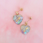 天然石　ハート×アロー　ピアス　◇イヤリング可