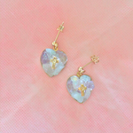 【SALE】　天然石　ハート×クロス　ピアス　◇イヤリング可