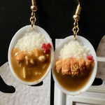 ミニチュア カツカレーと野菜カレーのピアス or ストラップ