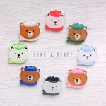 ベレー帽のくまさんピアス（イヤリング）