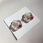 お花×パールのクリアレジンピアス／イヤリング（フラワーピンク
