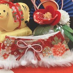 うさぎ♡お正月＊和柄ケープ♡赤花柄・リボン