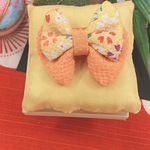 うさぎ♡ちりめん和柄リボン♡花柄黄色