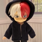 毛足長めスエード風パーカー（ネイビー）（フード大きめ）  オビツ１１服 ねんどろいどどーる