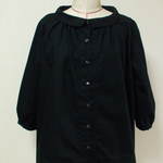 小さいショールカラーのブラウス 着丈６６ｃｍ L~LLサイズ 黒 受注生産
