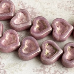 【14㍉ ６個】ハート♡ purple ♡チェコビーズ♡パープル♡紫