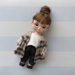 No.430¨̮♡︎ソランちゃん 服¨̮♡︎シャギーチェックコート&カットソー&デニム
